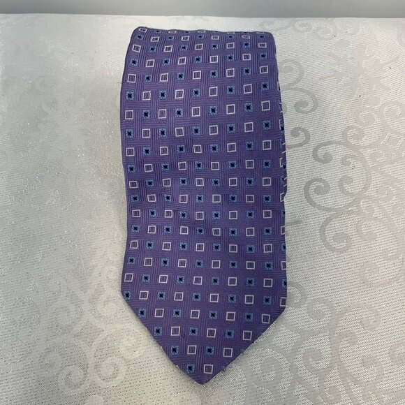 Brooks Brothers 346 Mens Purple Geometric Pattern Silk Tie - Picture 1 of 3